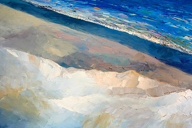 istock Original painting, artwork, oil on canvas, natural beach in Greece 484978414