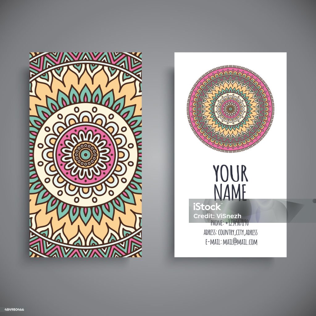 Business card. Set business card. Vintage decorative elements. Hand drawn background. Islam, Arabic, Indian, ottoman motifs. 2015 stock vector