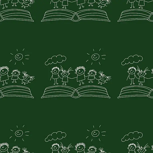 Vector illustration of Vector seamless pattern. Kids, school and education