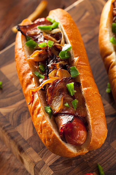 istock Homemade Bacon Wrapped Hot Dogs 484992116