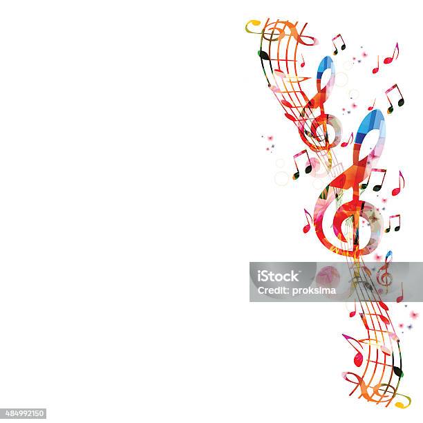 Ilustración de Fondo Con Notas De La Música Colorido y más Vectores Libres de Derechos de Nota musical - Nota musical, Bailar, Música