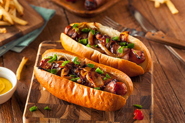 istock Homemade Bacon Wrapped Hot Dogs 484992208