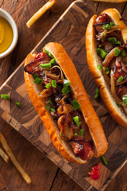 istock Homemade Bacon Wrapped Hot Dogs 484992258