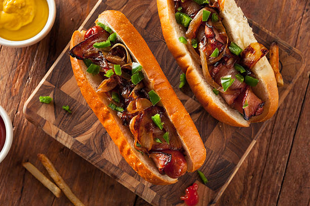 istock Homemade Bacon Wrapped Hot Dogs 484992276