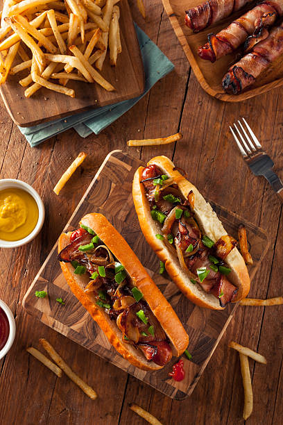 istock Homemade Bacon Wrapped Hot Dogs 484992286