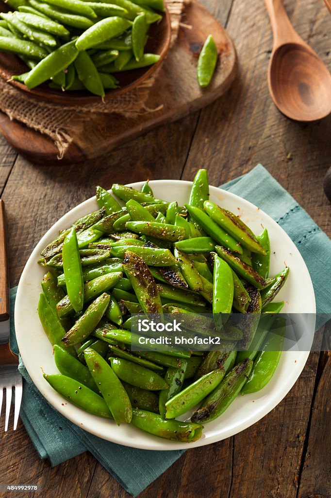 Homemade Sauteed Sugar Snap Peas Homemade Sauteed Sugar Snap Peas Ready to Eat 2015 Stock Photo