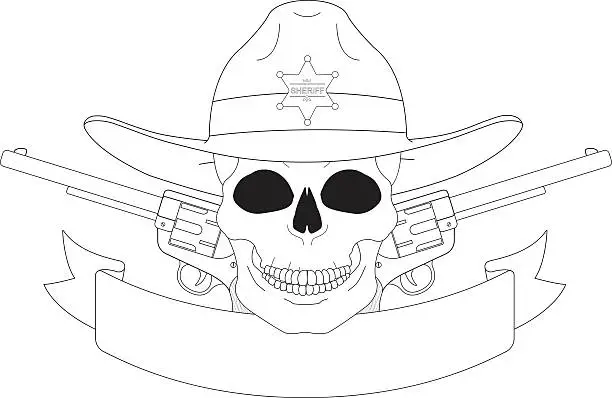 Vector illustration of Wild west sheriff emblem. Contour