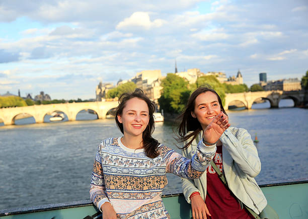 istock Happy student girls in Paris 484994546