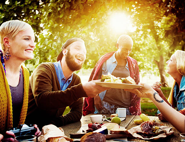 Diverse People Luncheon Outdoors Food Concept