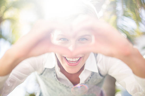 istock Pretty blonde woman smiling at the camera 485001224