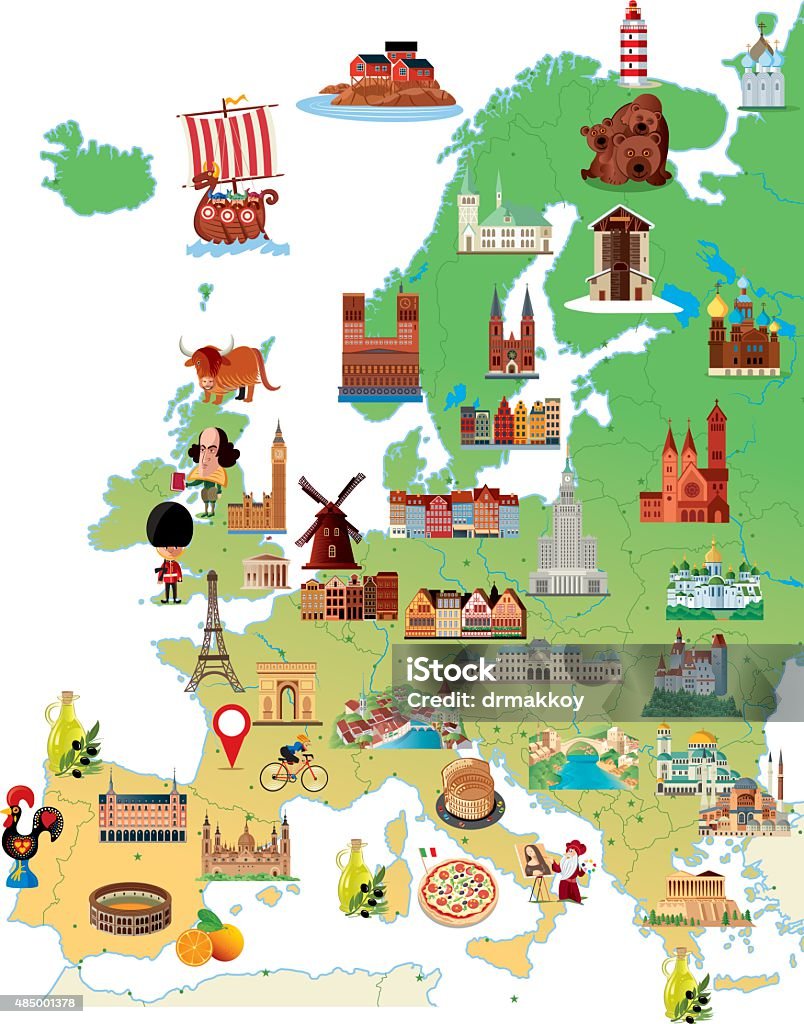 Cartoon map of Europe Vector Europe Cartoon map Europe stock vector