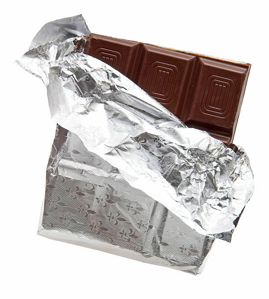 istock Chocolate bar with aluminum foil 485001752
