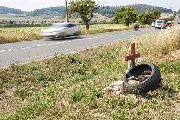 istock Memorial site a real tragic traffic accident 485002538