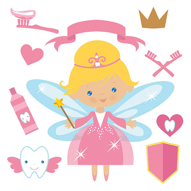ilustrações, clipart, desenhos animados e ícones de tooth fairy ilustração vetorial - human teeth fairy cartoon toothbrush
