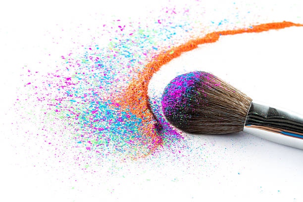 istock Multi Colored Powder Eyeshadow on a Brush, fashion beauty 485011104