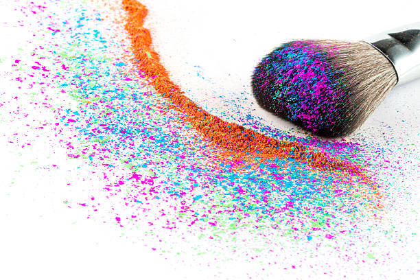 istock Multi Colored Powder Eyeshadow on a Brush, fashion beauty 485011106