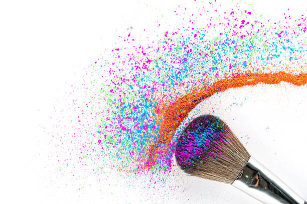 istock Multi Colored Powder Eyeshadow on a Brush, fashion beauty 485011108