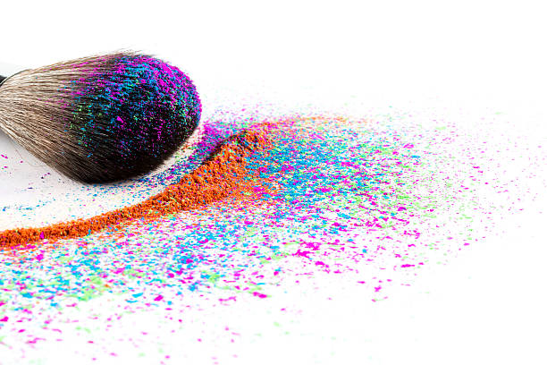 istock Multi Colored Powder Eyeshadow on a Brush, fashion beauty 485011110
