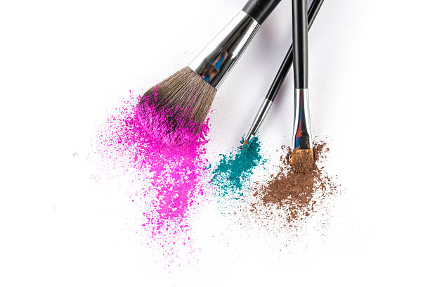 istock Multi Colored Powder Eyeshadow on a Brush, fashion beauty tool 485012712