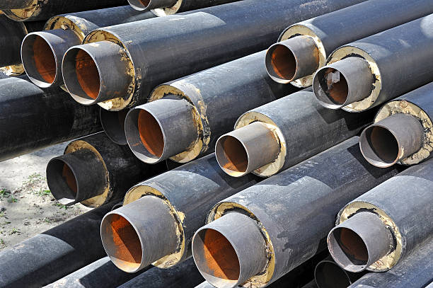 istock Steel pipe with heat insulation 485012904
