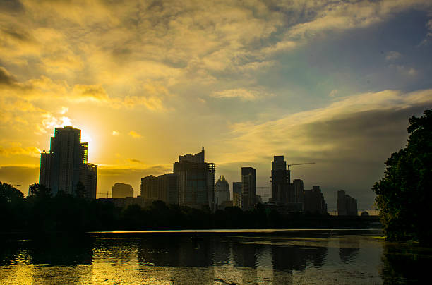 Austin Skyline Lou Neff Point Zilker Park Lake sunrise