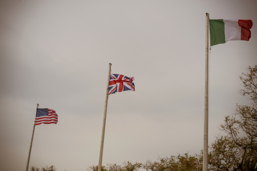 national flags. italy, uk, usa