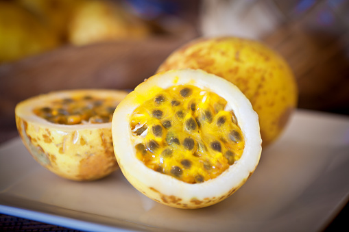 Tropical Passion Fruit Served on Plate