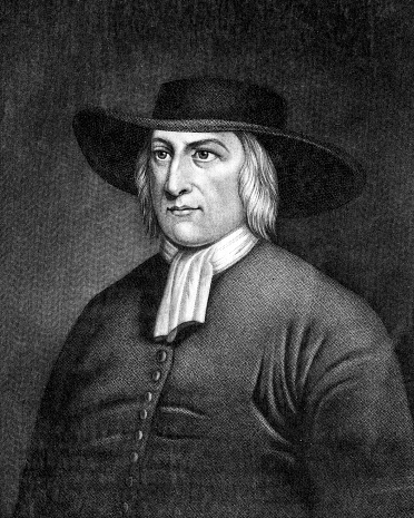 Engraving from 1872 featuring George Fox who was the founder of the Quaker religion which is a Christian Protestant movement.