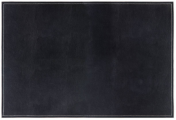 Massive Black Leather Mat with white stitching stock photo