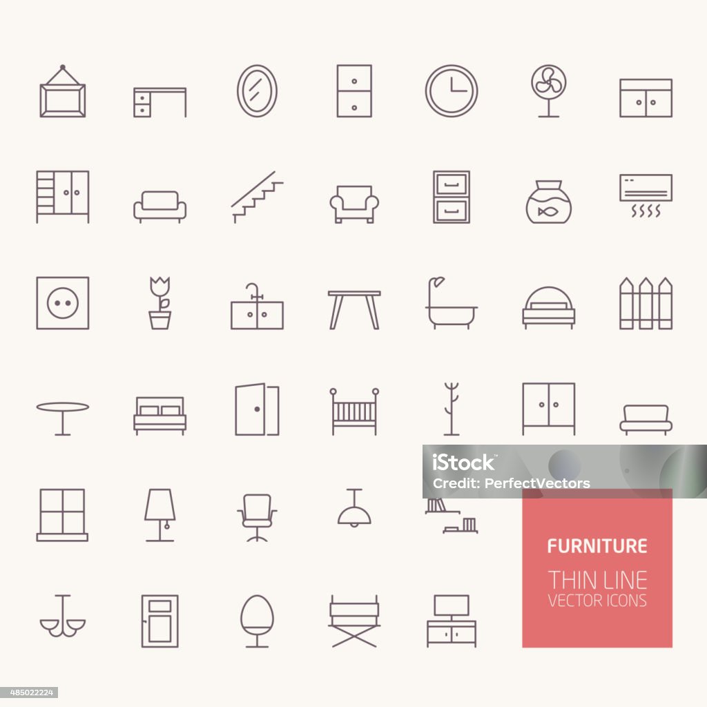 Furniture Outline Icons for web and mobile apps Icon Symbol stock vector