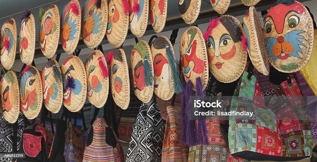 Face to Face Masks at a market in Hanoi, Vietnam Art And Craft Stock Photo