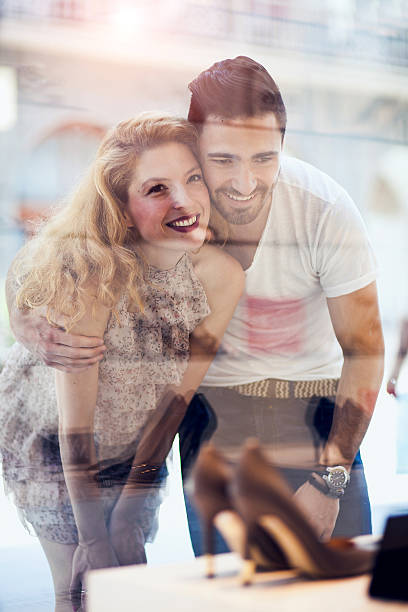 istock Young elegant couple shopping 485022490