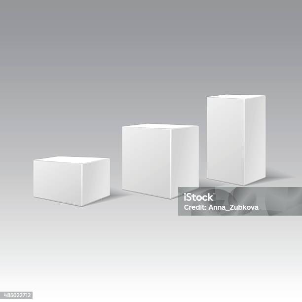 Three Rectangle Boxes Three White Cardboard Gift Rectangular Boxes Different Height Stock ...