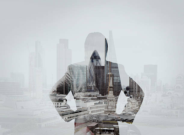 istock double exposure of businessman stands successfully 485022996