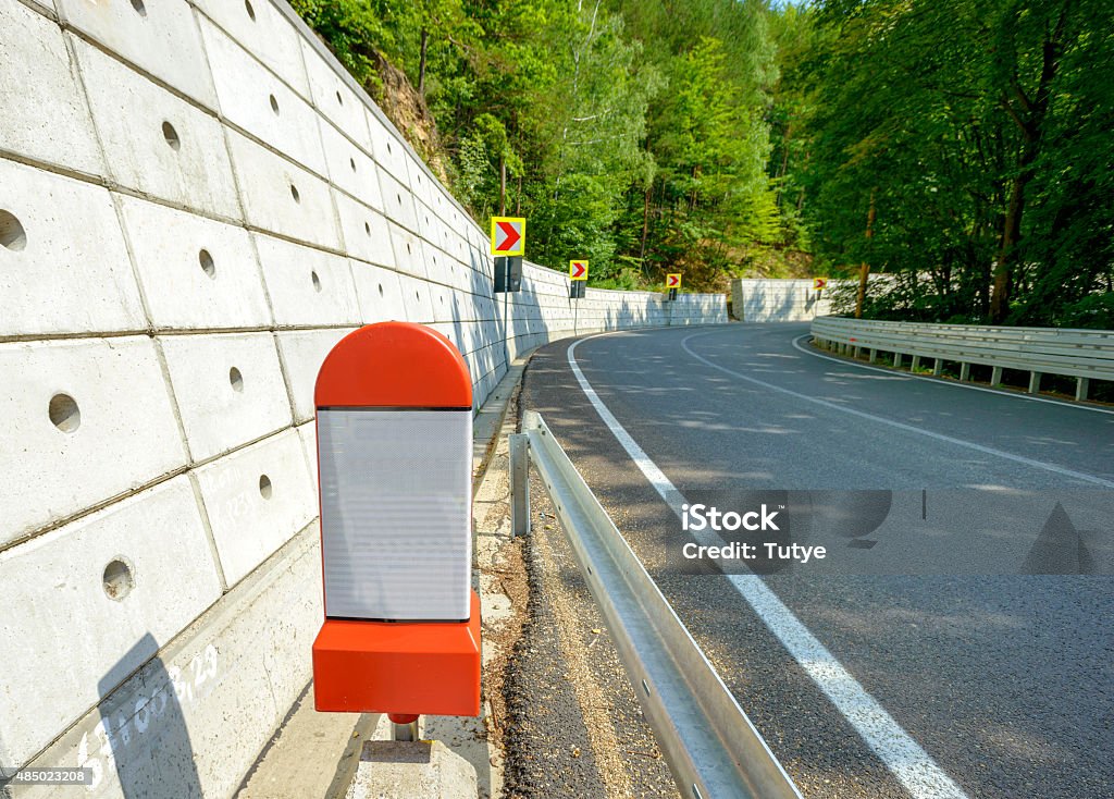 kilometer stone post on the roadside in Romania Mile Stock Photo