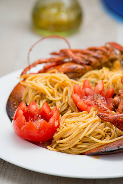 istock Spaghetti with lobster American 485023775