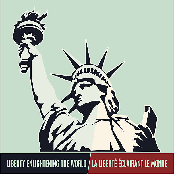 statue von liberty.  usa, - illustration and painting american culture usa north america stock-grafiken, -clipart, -cartoons und -symbole