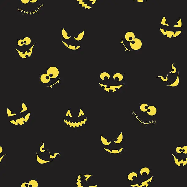 Vector illustration of Creepy faces seamless background