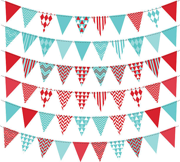 illustrations, cliparts, dessins animés et icônes de nid d'ange ensemble de bannière - bunting chevron pattern flag