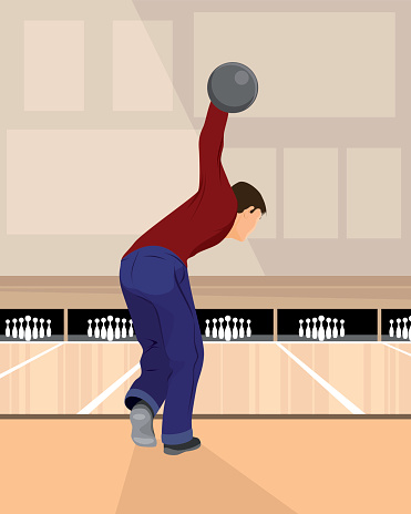 Vector illustration of a bowler playing bowling