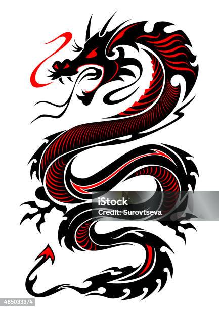 Flaming Tribal Dragon Tattoo Stock Illustration - Download Image Now -  Dragon, Tattoo, Indigenous Culture - iStock
