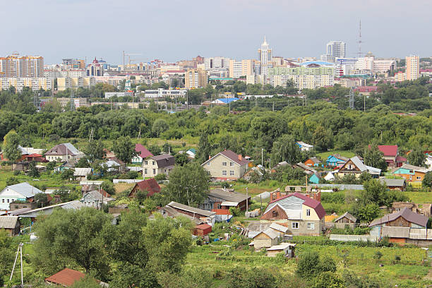 City Saransk Photo of Saransk homes and streets summer top view mordovia stock pictures, royalty-free photos & images