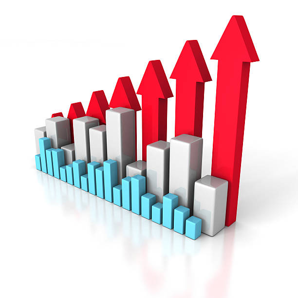 istock Business Chart Diagram With Growing Up Arrows 485041210
