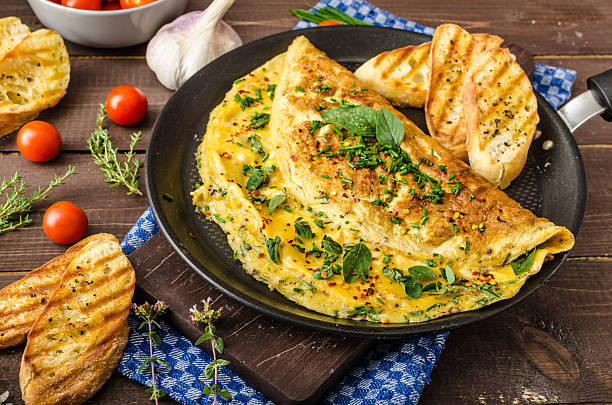 istock Herb omelette with chives and oregano 485046002