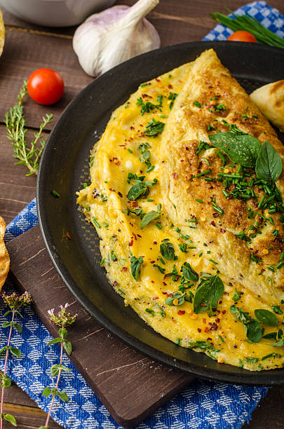 istock Herb omelette with chives and oregano 485050596