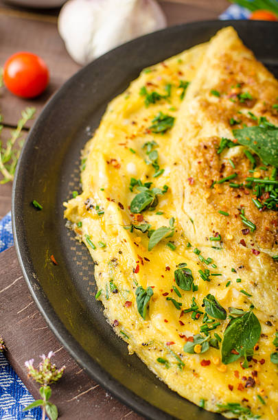 istock Herb omelette with chives and oregano 485050626