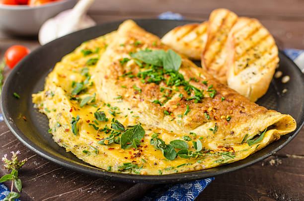 istock Herb omelette with chives and oregano 485050634