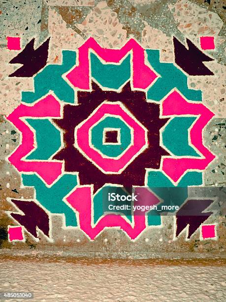 Colorful Rangoli During Diwali Festival Stock Photo - Download Image Now - 2015, Abstract, Art