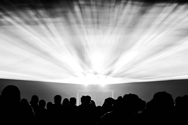 istock Laser show rays in black and white 485051104