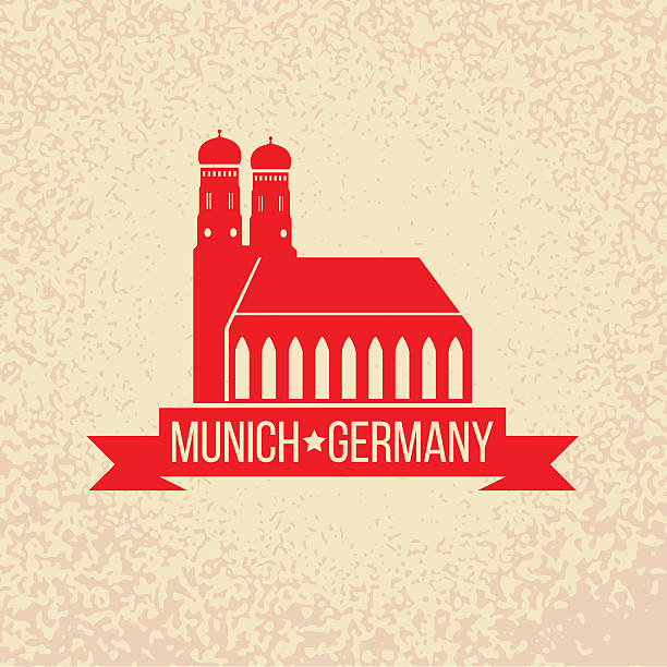 illustrazioni stock, clip art, cartoni animati e icone di tendenza di monaco di baviera. emblema viaggio in germania. capitale di baviera. - munich cathedral